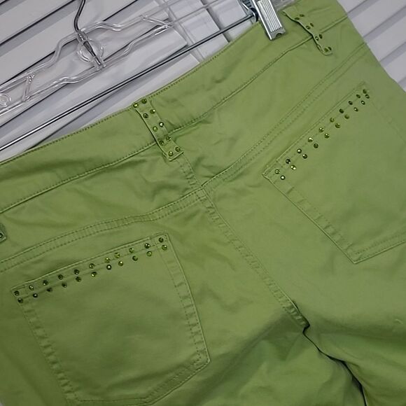 Destiny Jeans sz 11/12 chartreuse green sequined cropped jeans - Picture 4 of 10